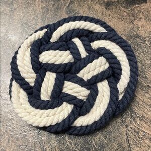 Nautical Rope Coasters | Navy and White | Set of 8 | Knots | Macrame